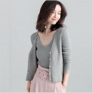 レディースフィットツーピースセットカーディガンとベストセーター