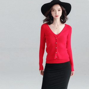 レディースフィットツーピースセットカーディガンとベストセーター