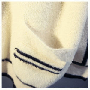 2019最新ルース模造ミンクストライプジャカードレディースカーディガンセーター