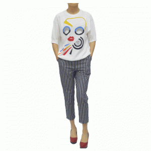 カスタマイズされた赤い唇ジャカード夏の薄いニットセーター