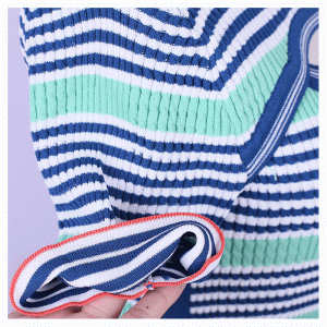 サマーボディコンタートルネックホールセンターレディースストライプシンセーター