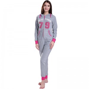女性のための大人のマイクロファイバーの羊毛のフード付きのOnesie Pajamaセット