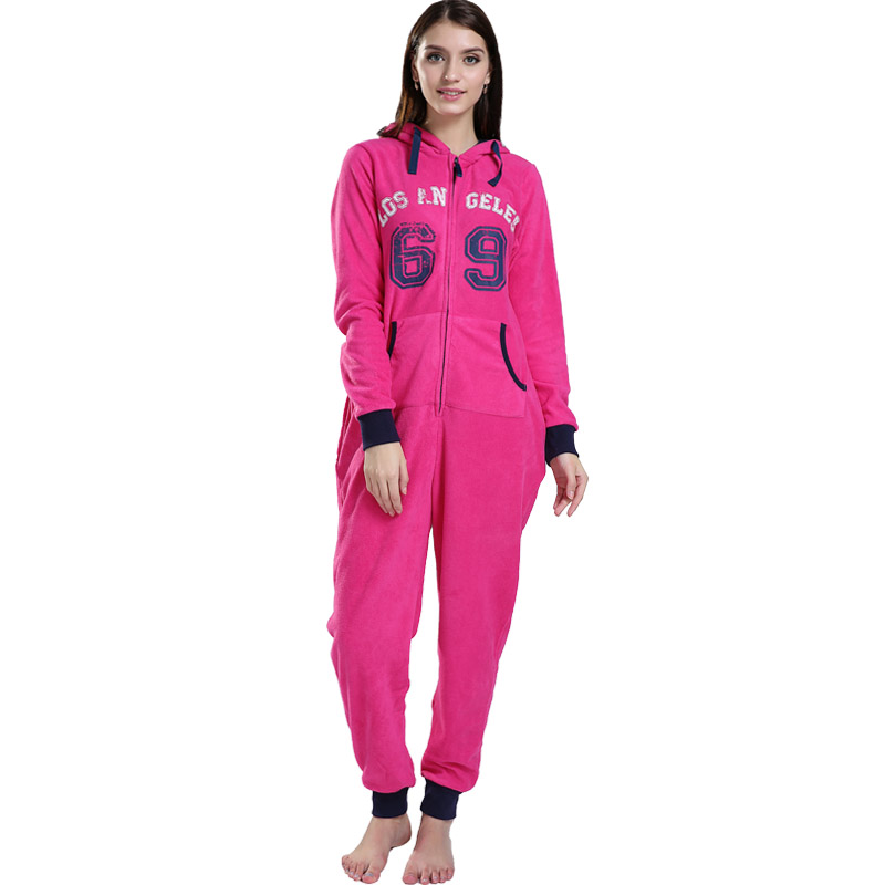 女性のための大人のマイクロファイバーの羊毛のフード付きのOnesie Pajamaセット