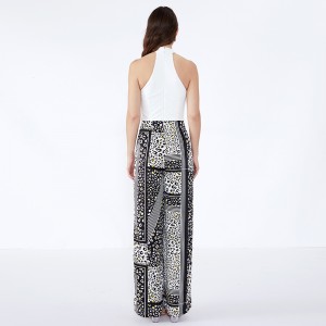 女性パンツストライプスポットモダンカジュアルカスタムパラッツォパンツ