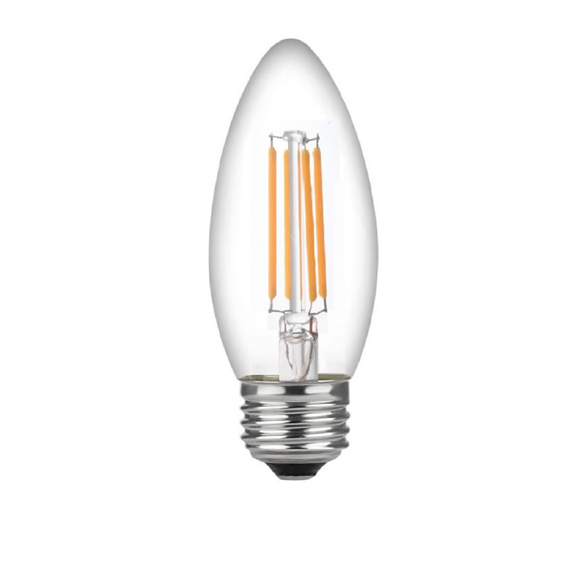 LED 60ワットキャンデラ電球ミディアムベース、キャンデラブラ電球、調光対応フィラメントクリア60ワットLED電球（4.5ワットのみ使用）、C37 LEDフィラメントキャンドル電球