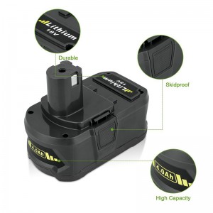 Ryobi P105、P106、P107、P108用リチウムイオン4000mAh 18V交換用コードレスドリル電池