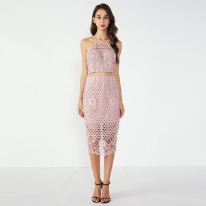 ピンクタイトな画像セクシーパーティークイーンツーピースセットドレス