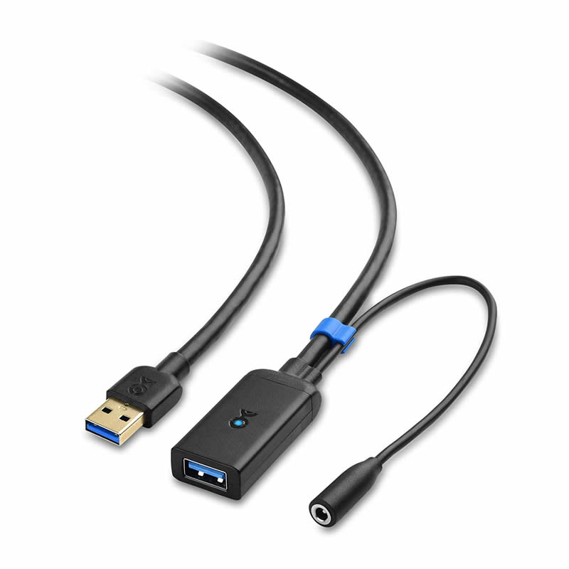 USB 3.0延長ケーブルオス/メス信号アンプリピータコード（5V / 2A電源アダプタ付き）