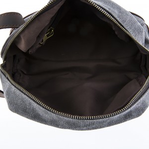 18SC-6777M工場新しいデザイン高品質キャンバストラベルオーガナイザー化粧品バッグ付きクレイジーホースレザートリム