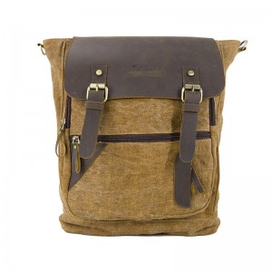 19SC 7909 Dジッパー閉じるコンピュータコンパートメント革フラップキャンバスメンズバックパック