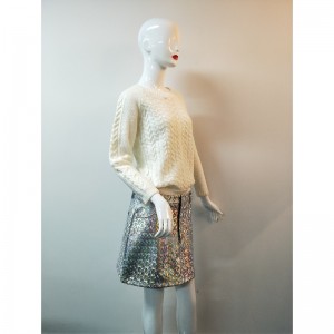 レディースホワイトニットセーターRLWS0020F