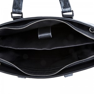 18SG-6816F両サイドはツートンカラーのユニークなデザインの織りメンズブリーフケース本革を使用