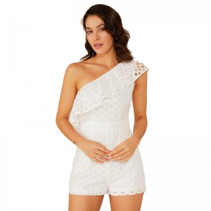 Oemカスタム高品質の女性の短いセクシーなレースシフォン花柄ジャンプスーツ