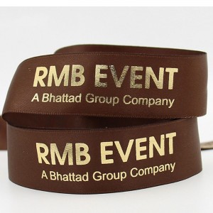 カスタマイズされたカラフルなロゴ印刷エンボス箔プリントブラックサテンリボン