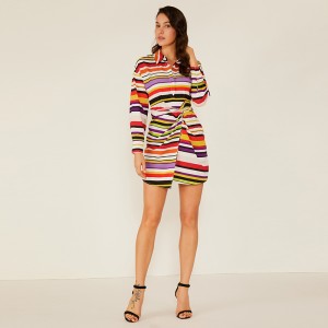 Oemアパレル新しいミックスカラー長袖カジュアル自由奔放に生きるドレスファッション夏ドレス女性