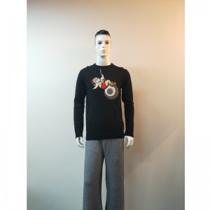 黒の漫画のプリントセーターRLMS0028F