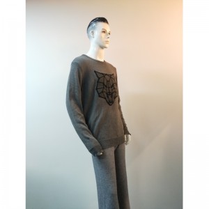 グレーウルフプリントセーターRLMS0057F