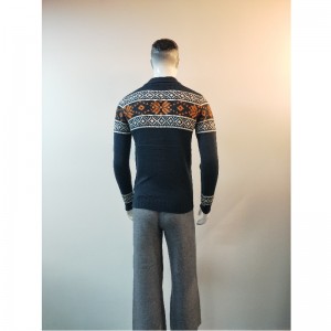 ネイビープリントVネックセーターRLMS0058F