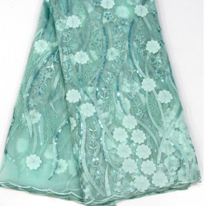 結婚式のパーティーのためのスパンコール高品質アフリカのフランスのレースの生地が付いている3d花のレースの純レースの生地