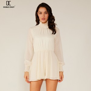 夏レディースファッションシフォンホルターホワイトレースショートドレス