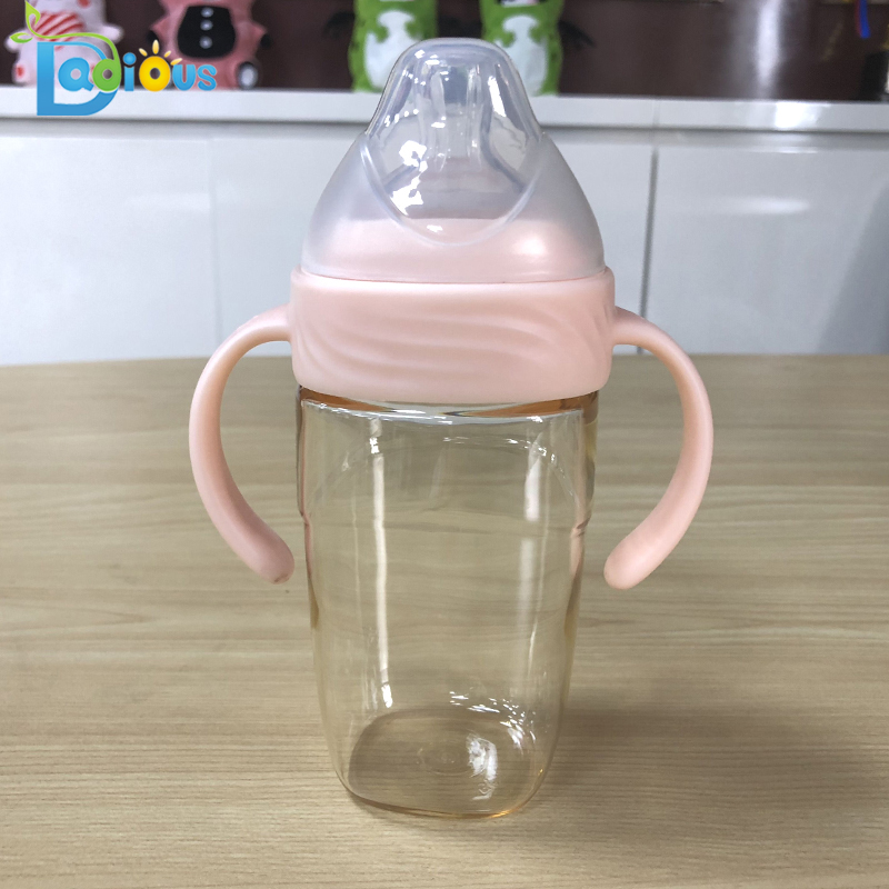 新生児bpaフリーppsu哺乳瓶240ミリリットル哺乳瓶カスタムロゴ赤ちゃんミルクボトル付きハンドル