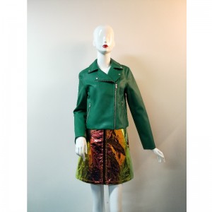 グリーンPUバイカージャケットRLWPJ0011N