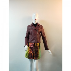 BURGUNDY PUバイカージャケットRLWPJ0027N