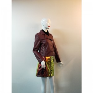 BURGUNDY PUバイカージャケットRLWPJ0027N