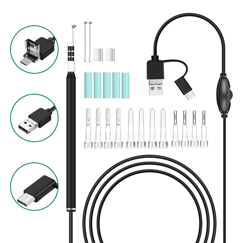 1の耳のワックスの除去剤用具に付きWifi Otoscope 3つ6つの調節可能なLEDが付いている720P防水カメラアンドロイドおよびiOSと互換性がある