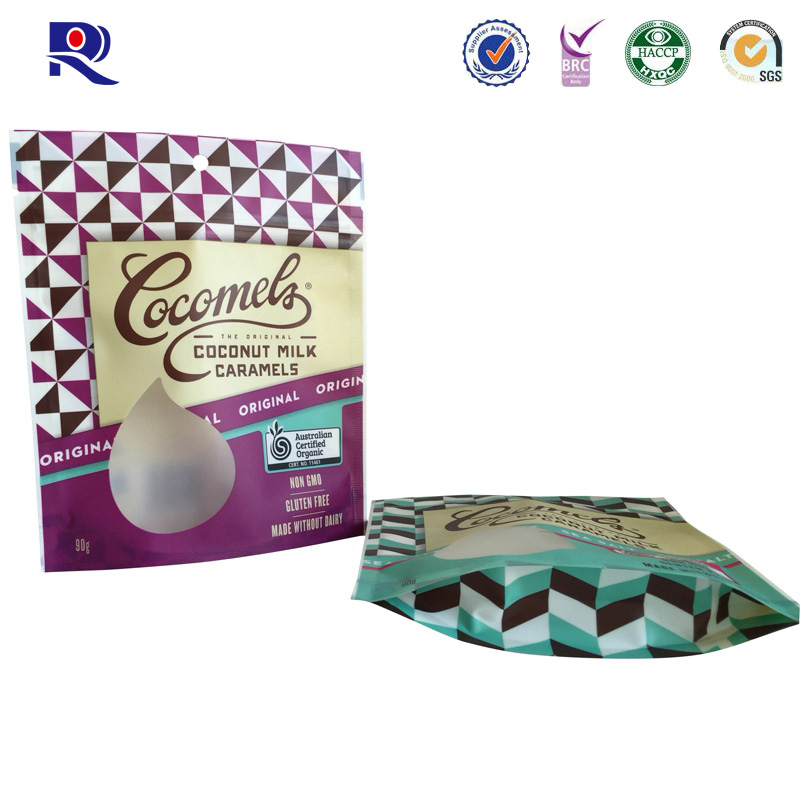 チョコレートミルクココナッツのために印刷されて、積層された再生可能なプラスチック・スタンド・ポーチ