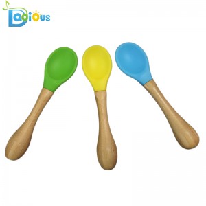 環境に優しい天然赤ちゃん有機スプーン食品グレードシリコーンベビースプーン耐熱ベビースプーン竹