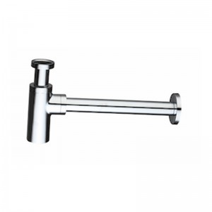 シンク盆地排水銅ボトルトラップの下のバスルーム