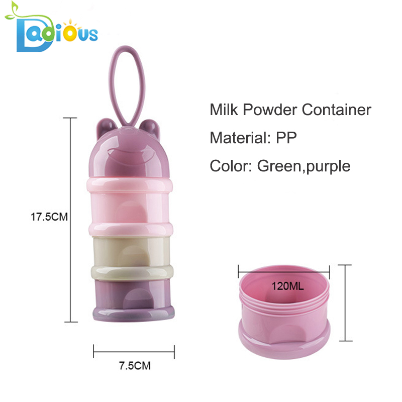 3層ベビーミルクパウダーコンテナ赤ちゃんの摂食旅行ミルクパウダー収納容器付きハンドル
