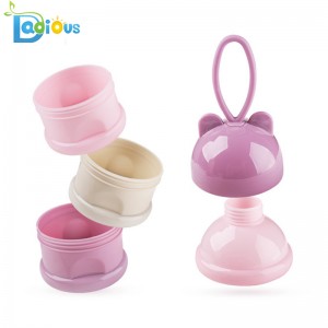 3層ベビーミルクパウダーコンテナ赤ちゃんの摂食旅行ミルクパウダー収納容器付きハンドル