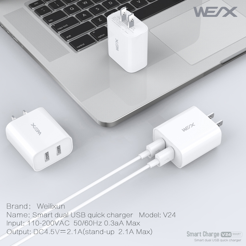 WEX V 24壁チャージャ、USBチャージャ、速いチャージャ、デュアルポートチャージャ