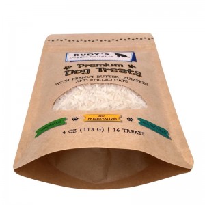 薄板になるジッパーのクラフト紙は犬の御馳走のための窓が付いている袋を立てます