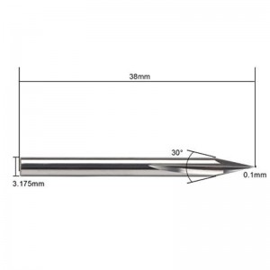 金属製の彫り込みビット、EnPoint 30度Vビット超硬タフチップコーン形2フルート溝付き1/8 \