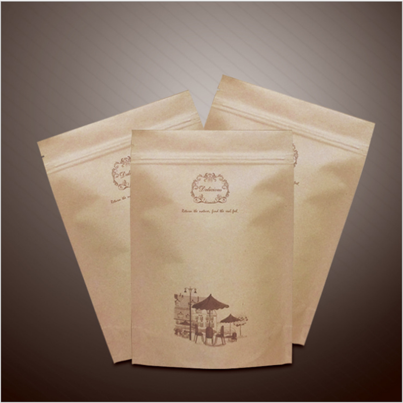良質の一般的に使用されるクラフト紙袋3サイドシール包装袋コーヒースナックナッツ米