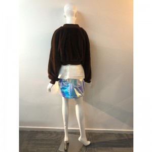 レディースブラウンショートファーコートRLWF0001