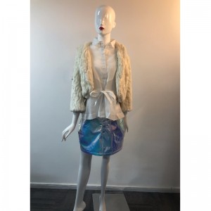 レディースベージュショートファージャケットRLWF0016