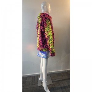 レディースストライプファーコートRLWF0019