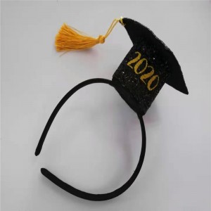 パーティーのためのタッセルキラキラと黒と白の卒業帽子
