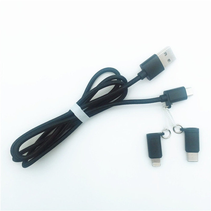 KPS-1002CB 3in1高品質1M 2a OD3.5MMナイロン編組充電USBケーブル