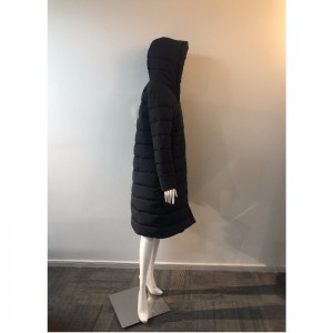 レディースブラックロングラインコートRLWPC0056