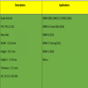 ブレーキパッド（OE：34216763044）