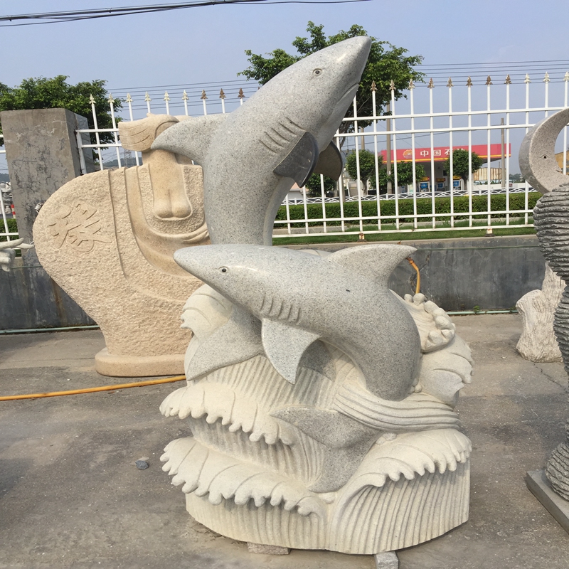 大規模な恐竜イルカサメの石の彫刻と彫刻ナチュラルピュアハンドワークアートワーク