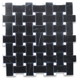 Nero marquina 1x3ヘリンボーンモザイクタイルポリッシュ仕上げ