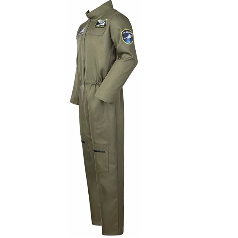 刺繍パッチとポケットを備えた成人向けのメンズ空軍戦闘機パイロットジャンプスーツフライトスーツコスチューム