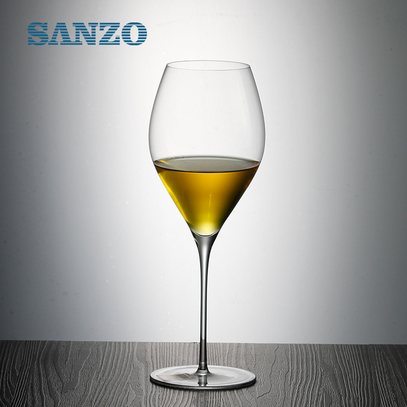 SANZOブラックレッドワイングラス手作り鉛フリークリスタルブルー着色されたステムグラスサーマルグラス