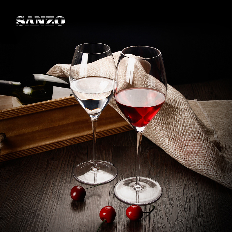 SANZOブラックレッドワイングラス手作り鉛フリークリスタルダイヤモンドステムグラス厚底グラス